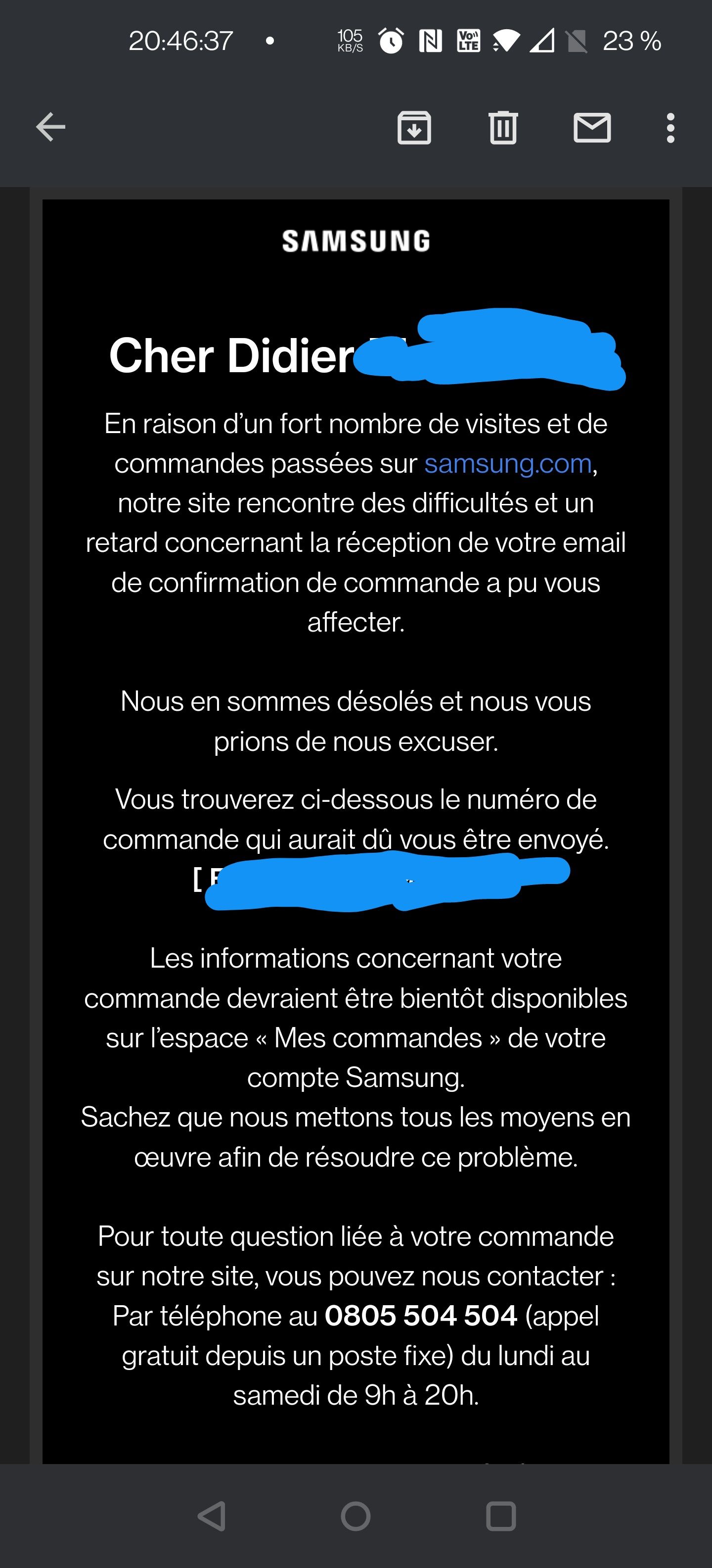 Résolu : Commande n'est pas visible sur le site - Samsung Community