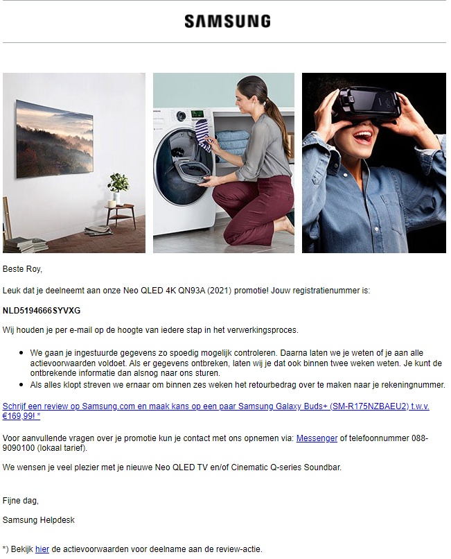 Opgelost Cashback aanvraag november 2021 Samsung Community