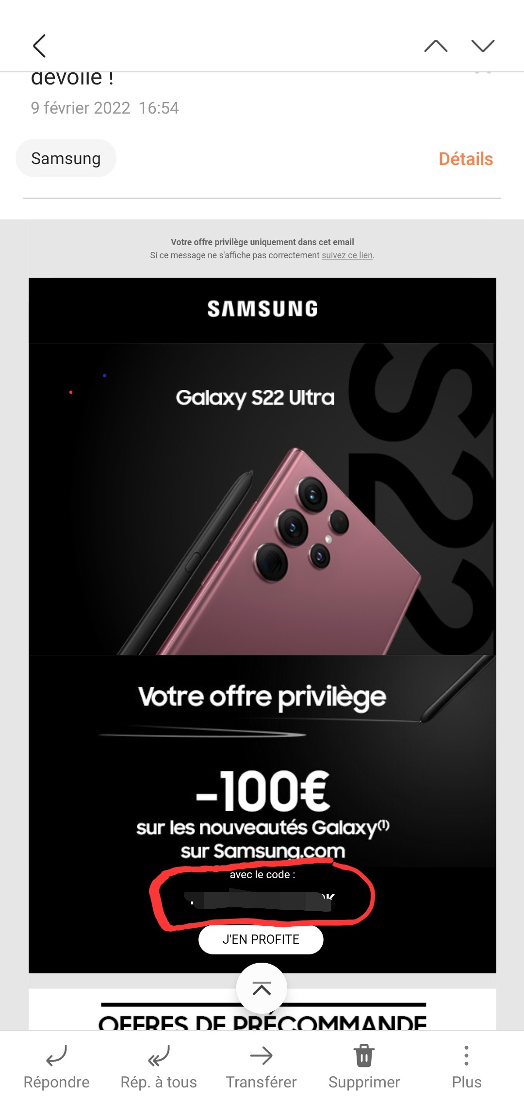 Code promotion 100 euros Samsung Community