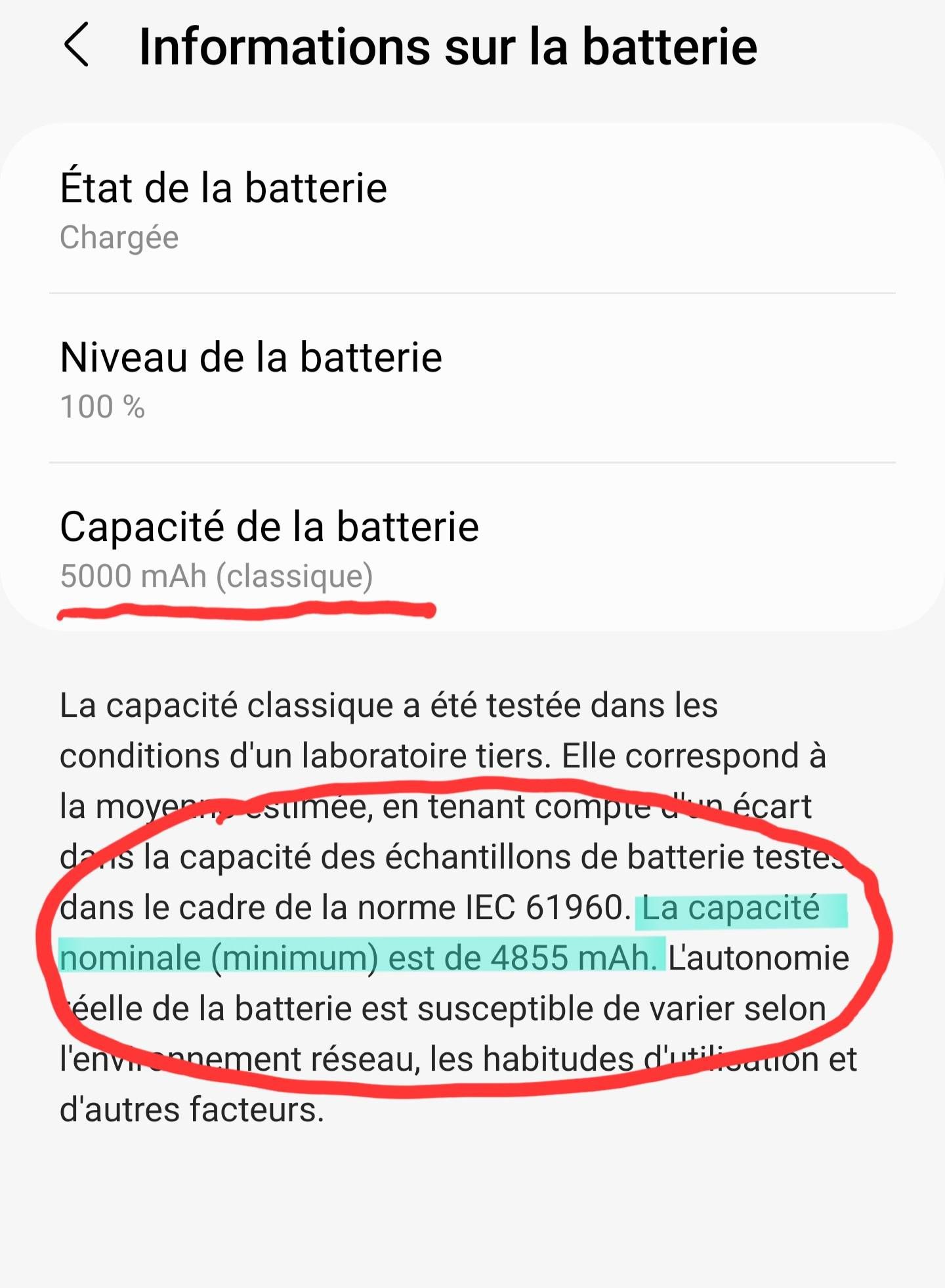 Capacité batterie - Samsung Community
