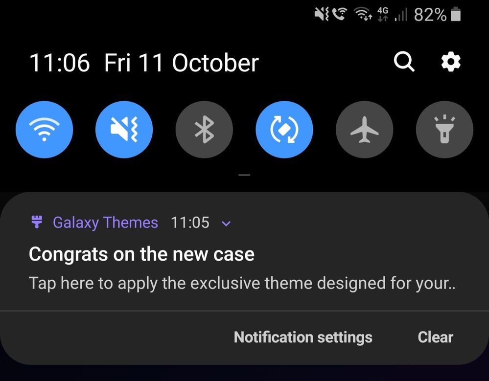 "Congrats on the new case" notification