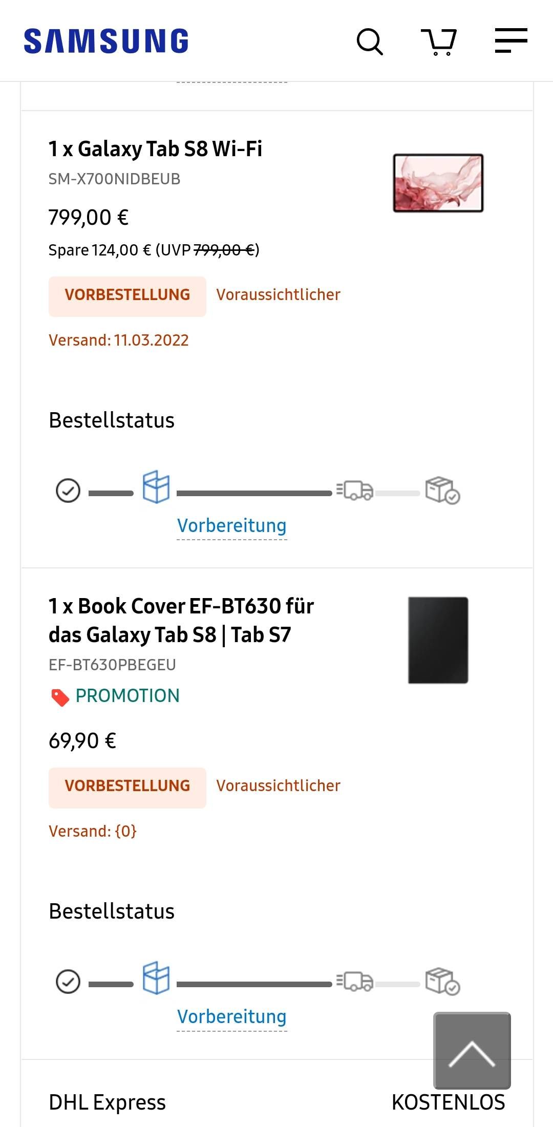 Gelöst: Galaxy Tab S8 Wi-Fi Lieferung - Samsung Community