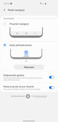 Opcje gestów ekranowych
