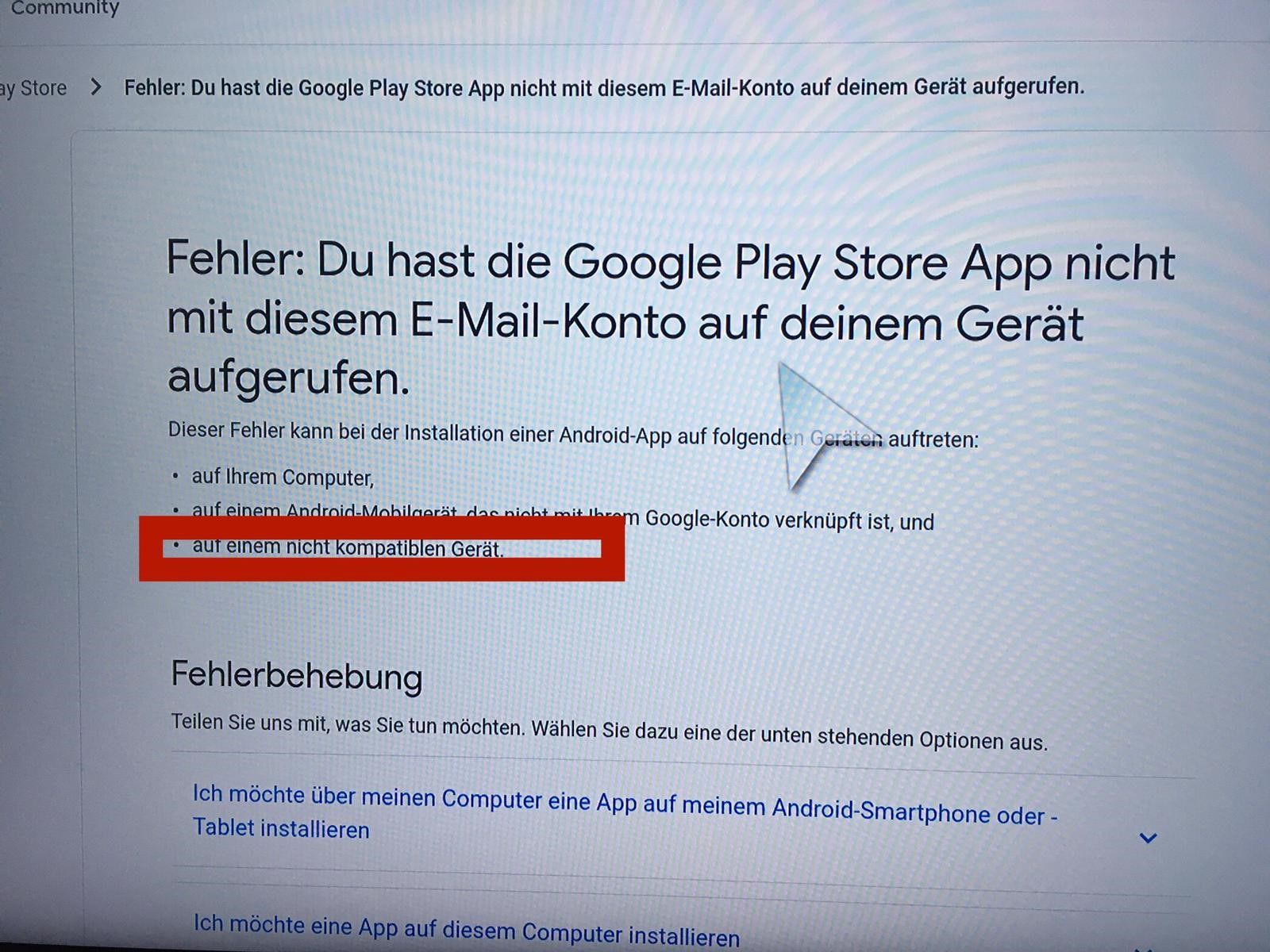Gelöst Dieses Google Konto ist noch nicht mit diesem Gerät verknüpft