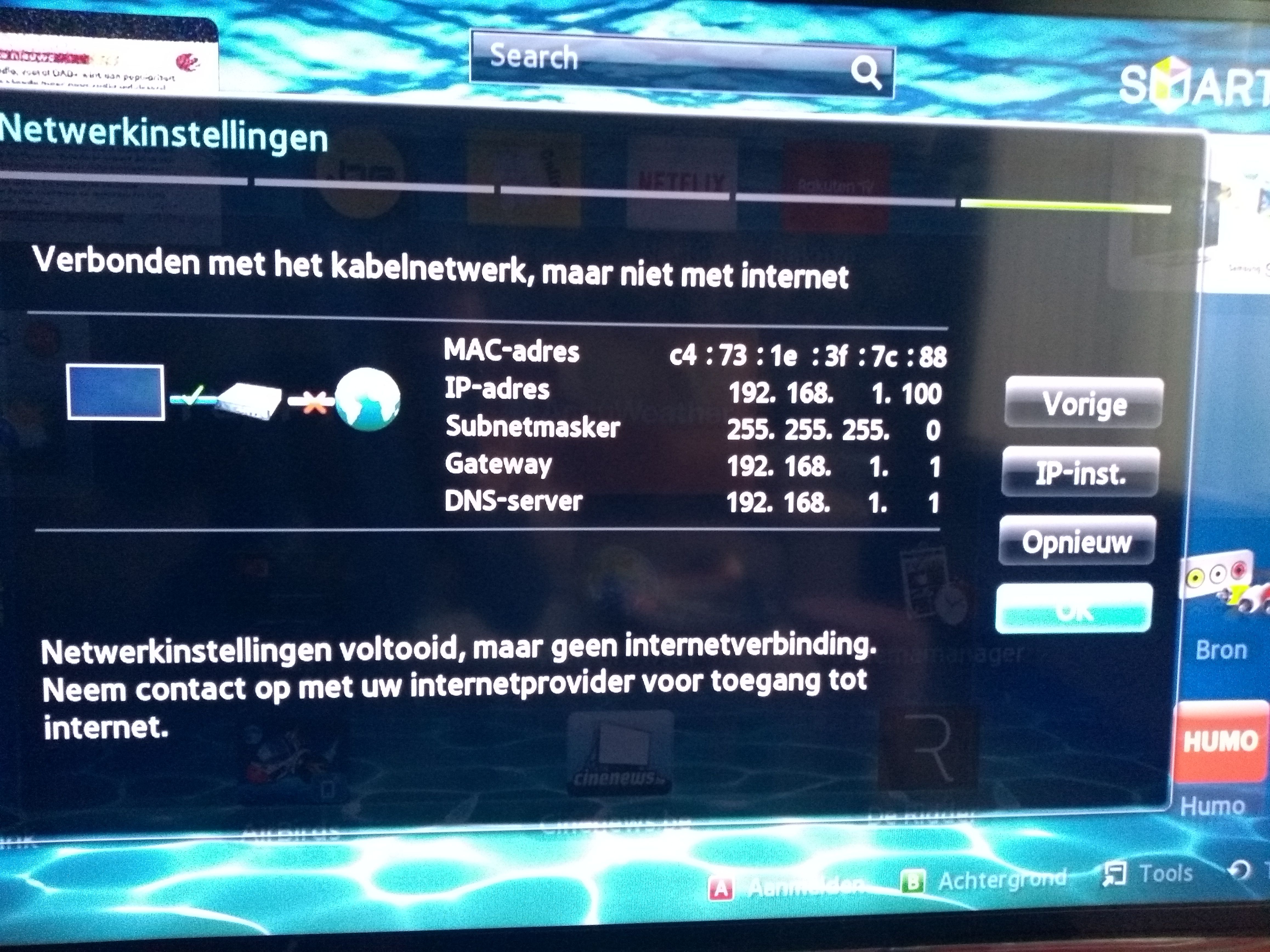Opgelost Smart TV verbonden met maar niet met