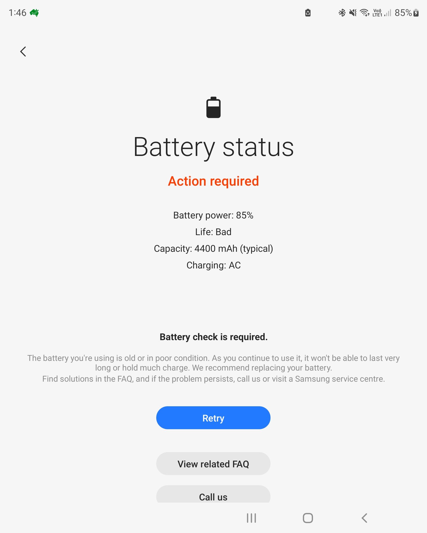Diagnostic battery issue - Samsung Community