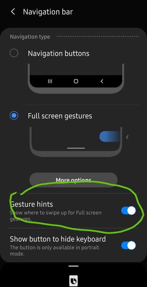 Gesture hints to activate slide left/right for task