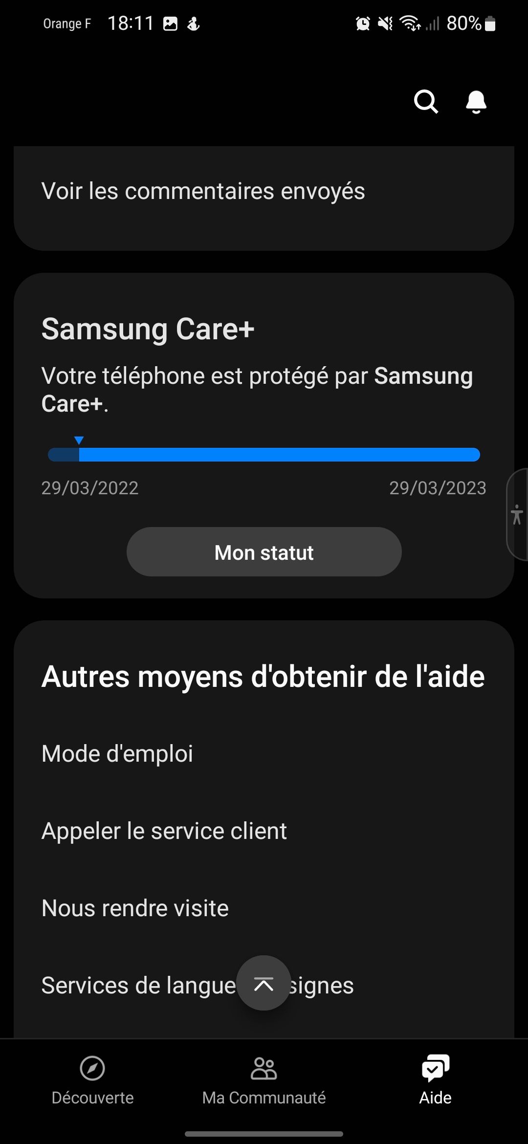 Comment vérifier l'état de couverture de mon assurance Samsung Care+/Service