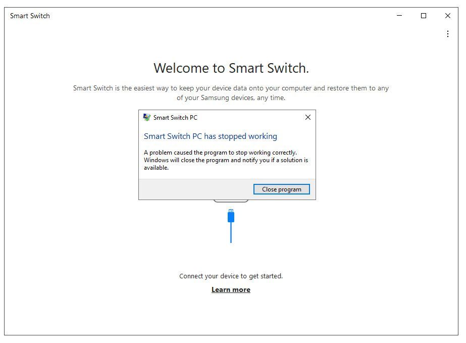 windows 10 samsung smart switch new install crashes - Samsung Community