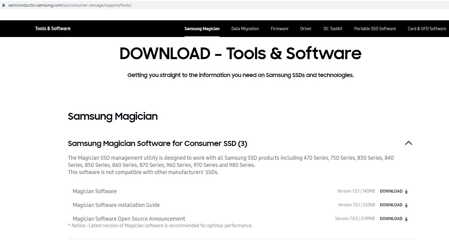 Samsung Magician version 7.1.0 update - Page 3 - Samsung Community