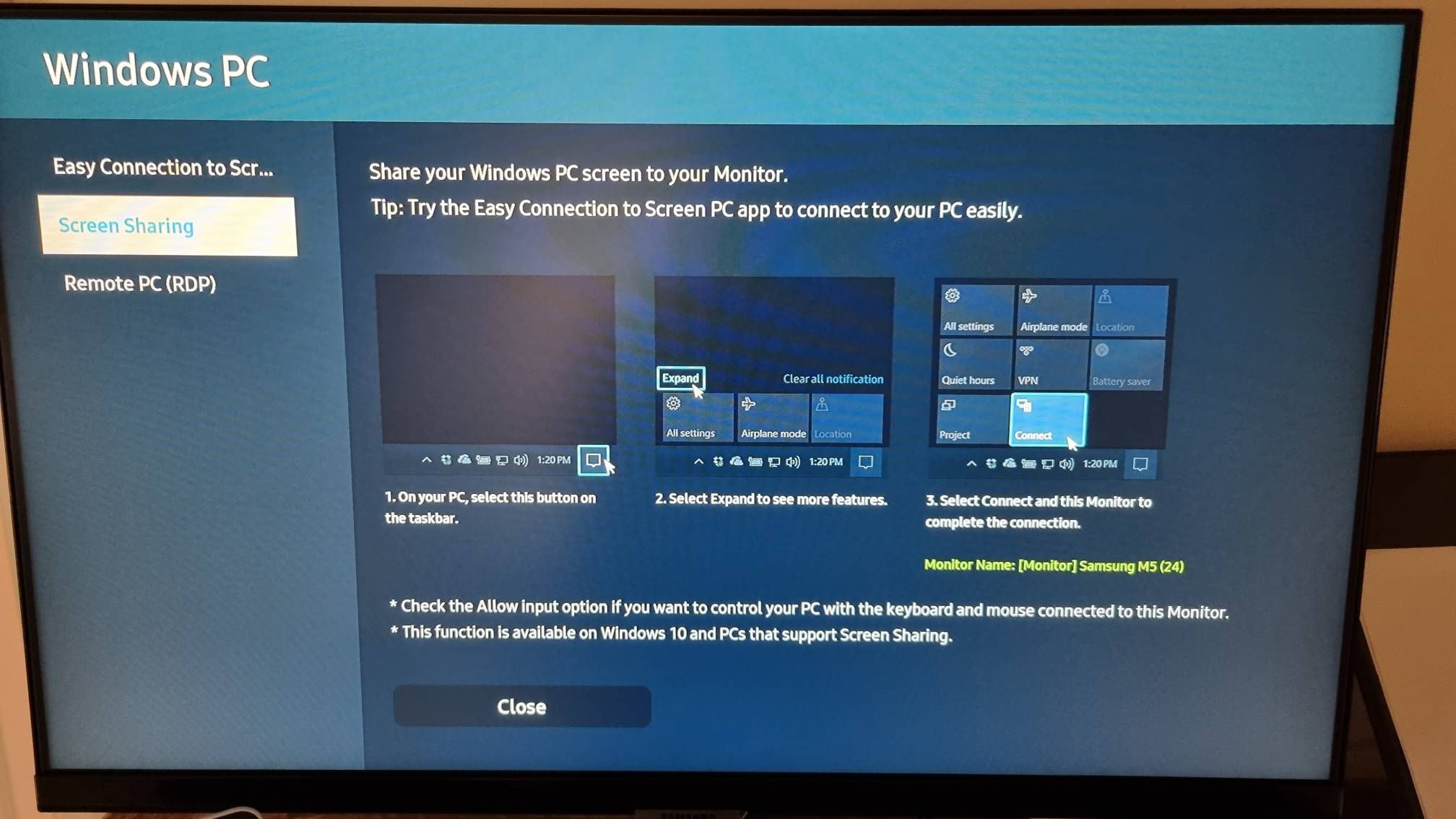 Smart Monitor M5 screen sharing problem Samsung Community
