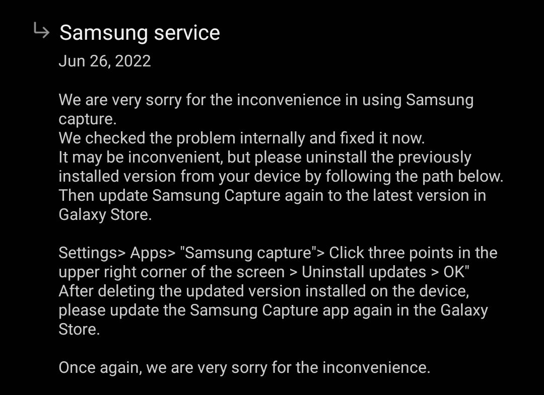 Solved Samsung Capture stopped working after the last big update