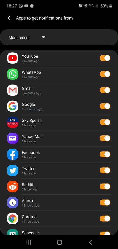Then activate which ones to receive notification