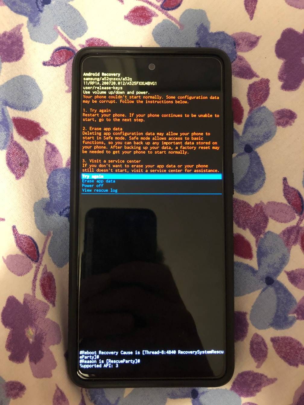 Galaxy A52 boot into android recovery after latest update - Samsung  Community