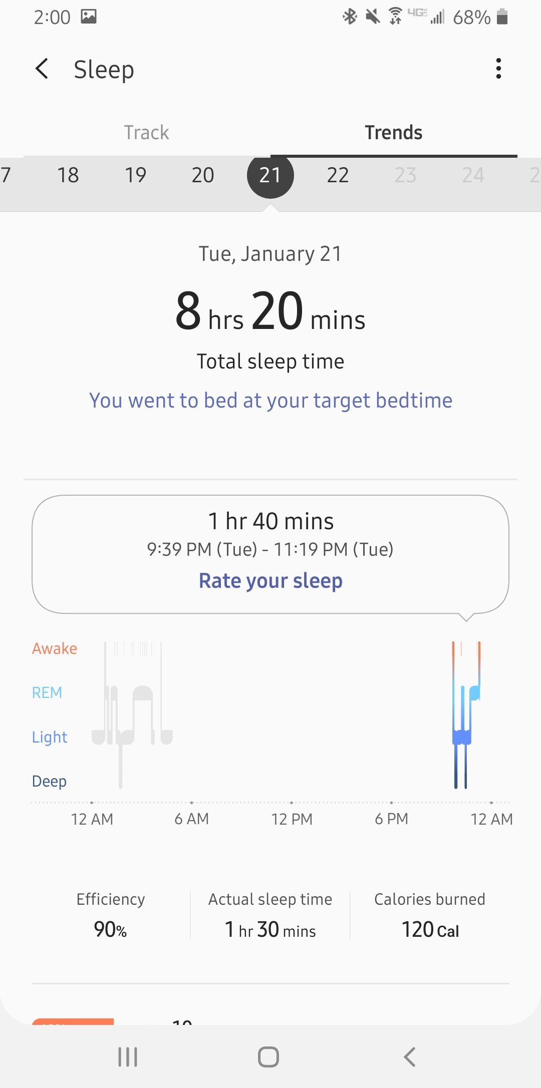 Sleep tracker store samsung health