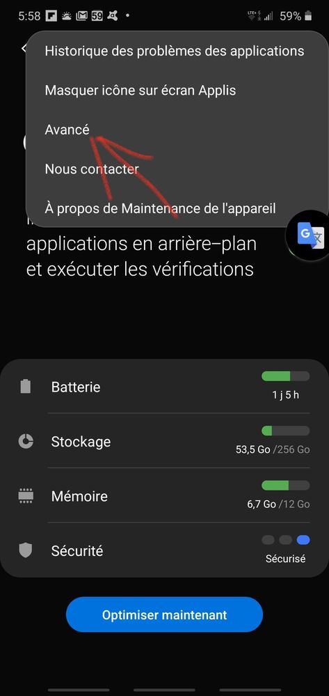 Ensuite sur Avancé