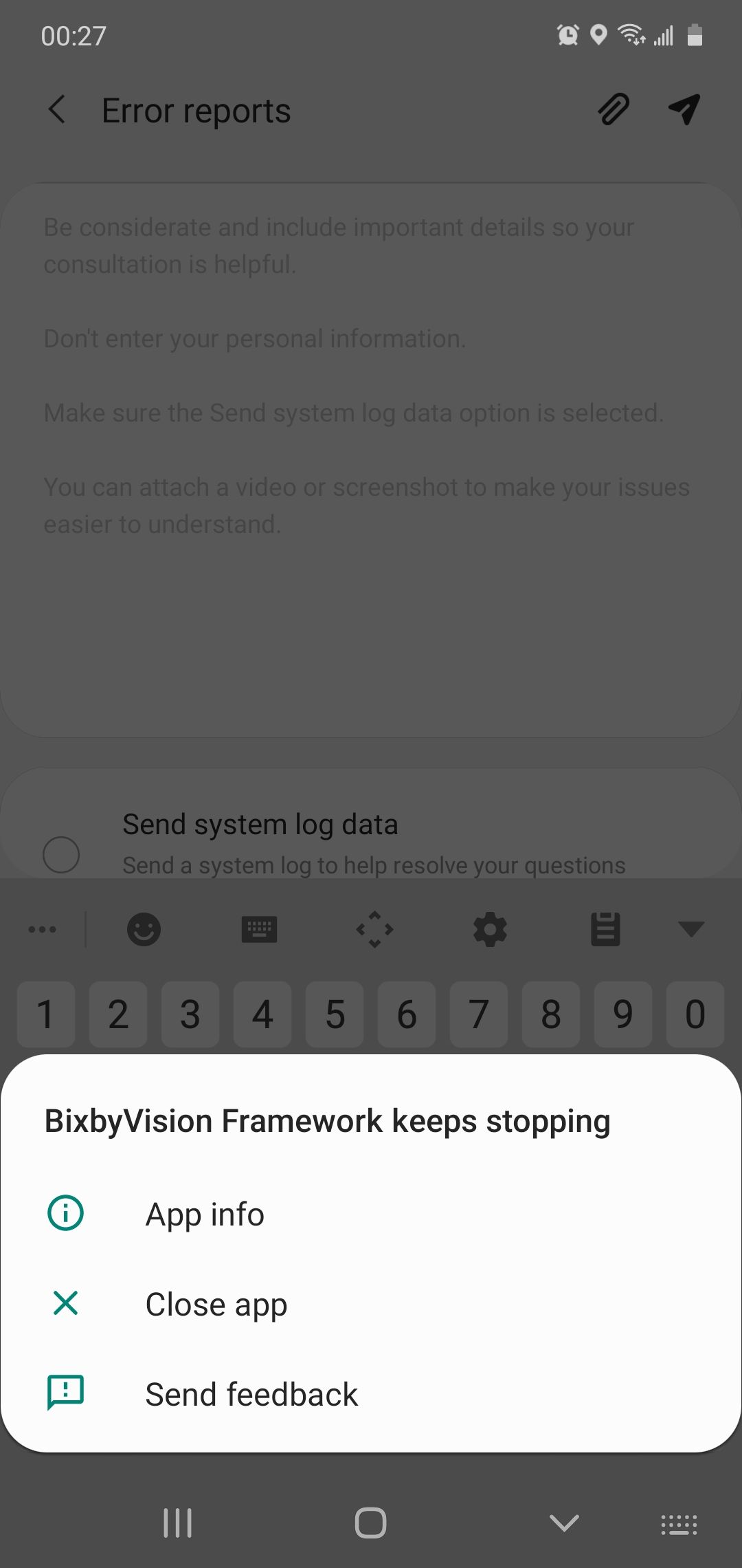 "BixbyVision Framework keeps stopping" problem Samsung Community