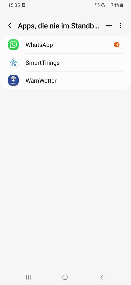 Bildschirmaufnahme von Smartphone Einstellungen.