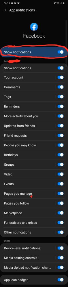 This is in Settings,Apps,Facebook,Notifications.