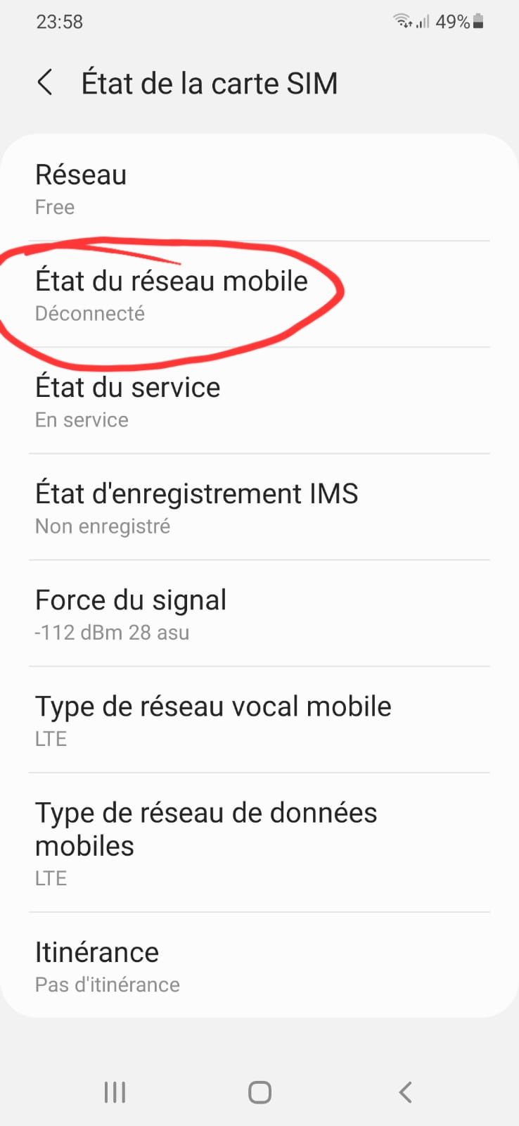 Résolu : État réseau mobile déconnecter - Samsung Community
