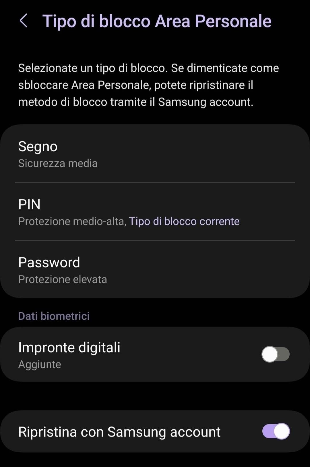 Password area personale Samsung Community