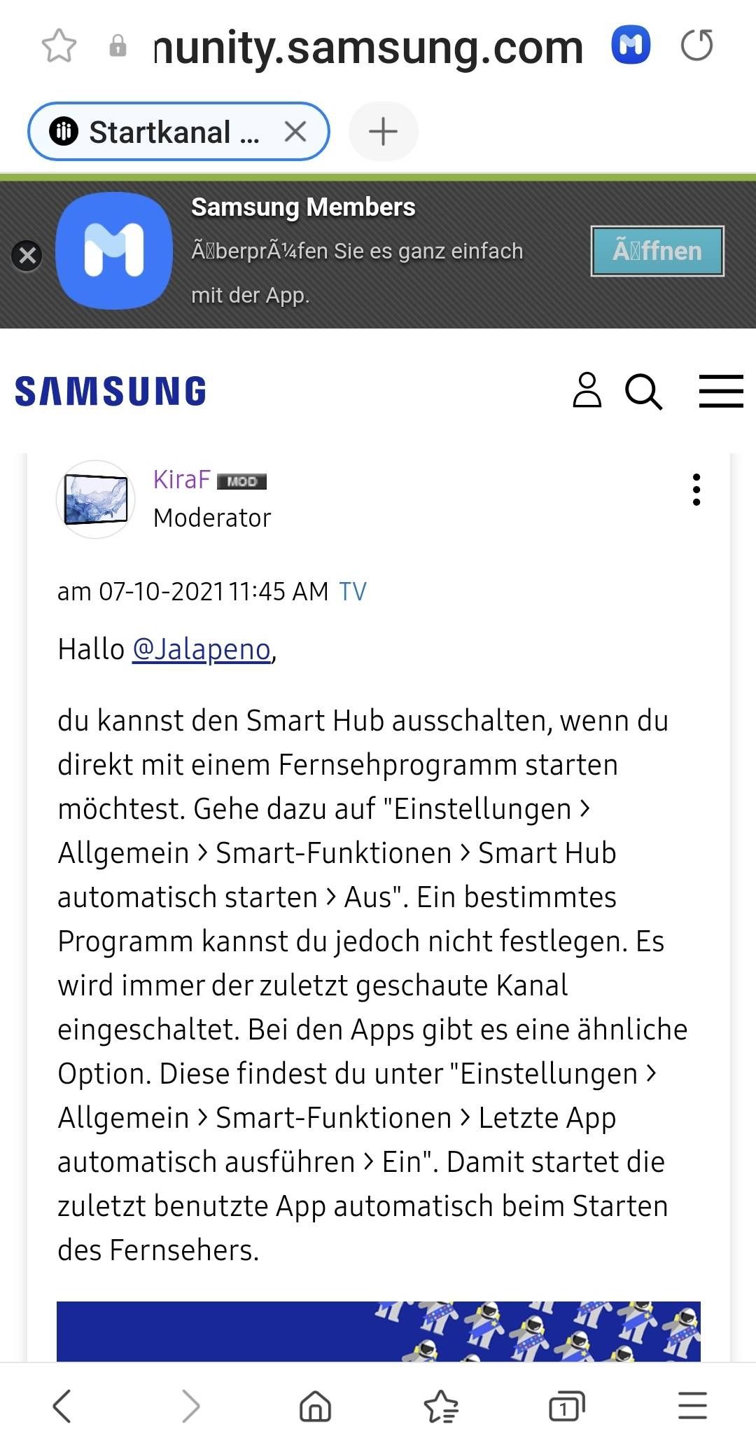 GU70TU7199UXZG Smart Hub letzte App startet nicht automatisch nach dem