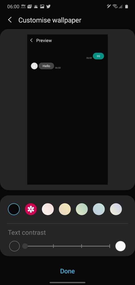 This screen allows a custom colour or picture from my Gallery.