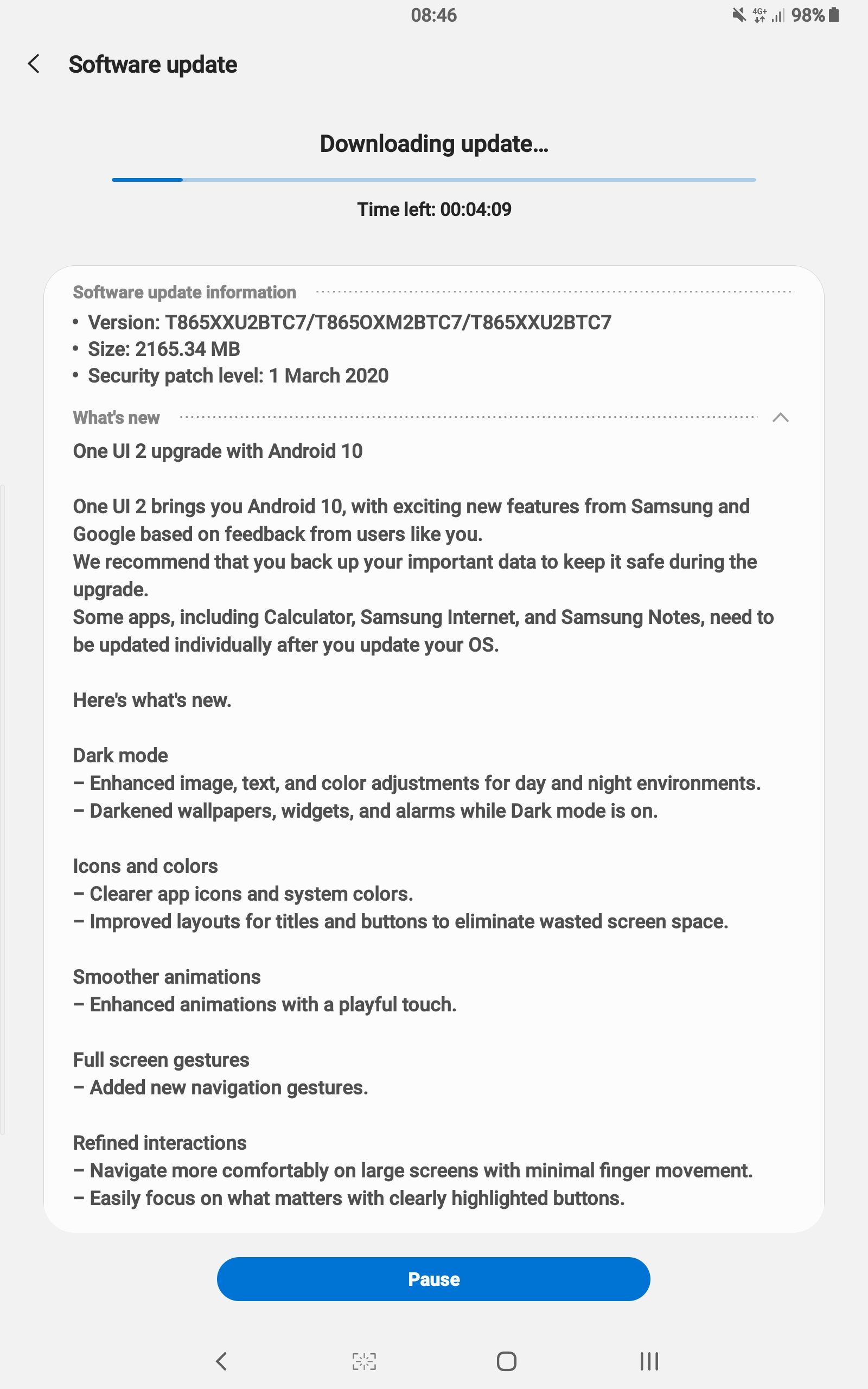 tab s6 one ui 2.0