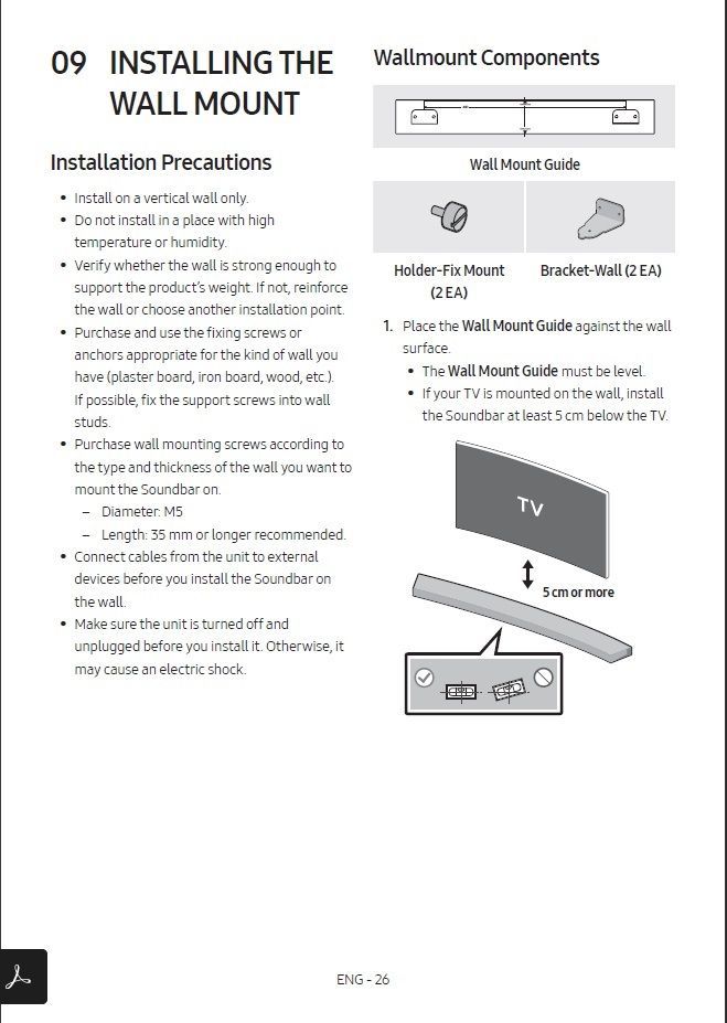 samsung soundbar wall mount guide