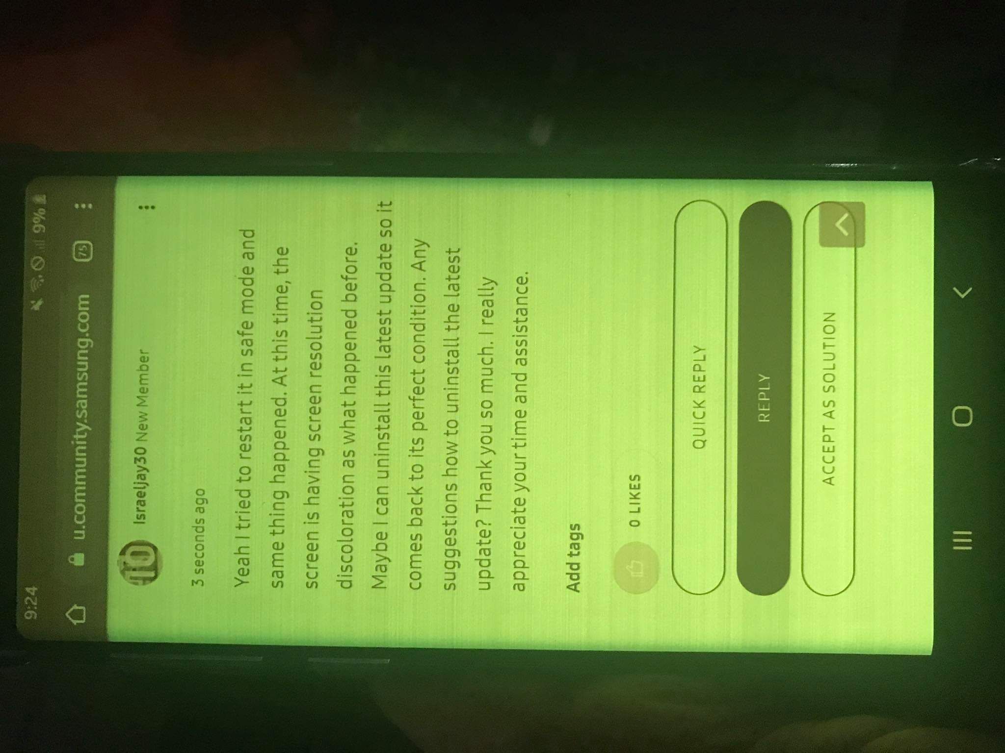 Samsung note 9 screen issues after security updates. Samsung Community