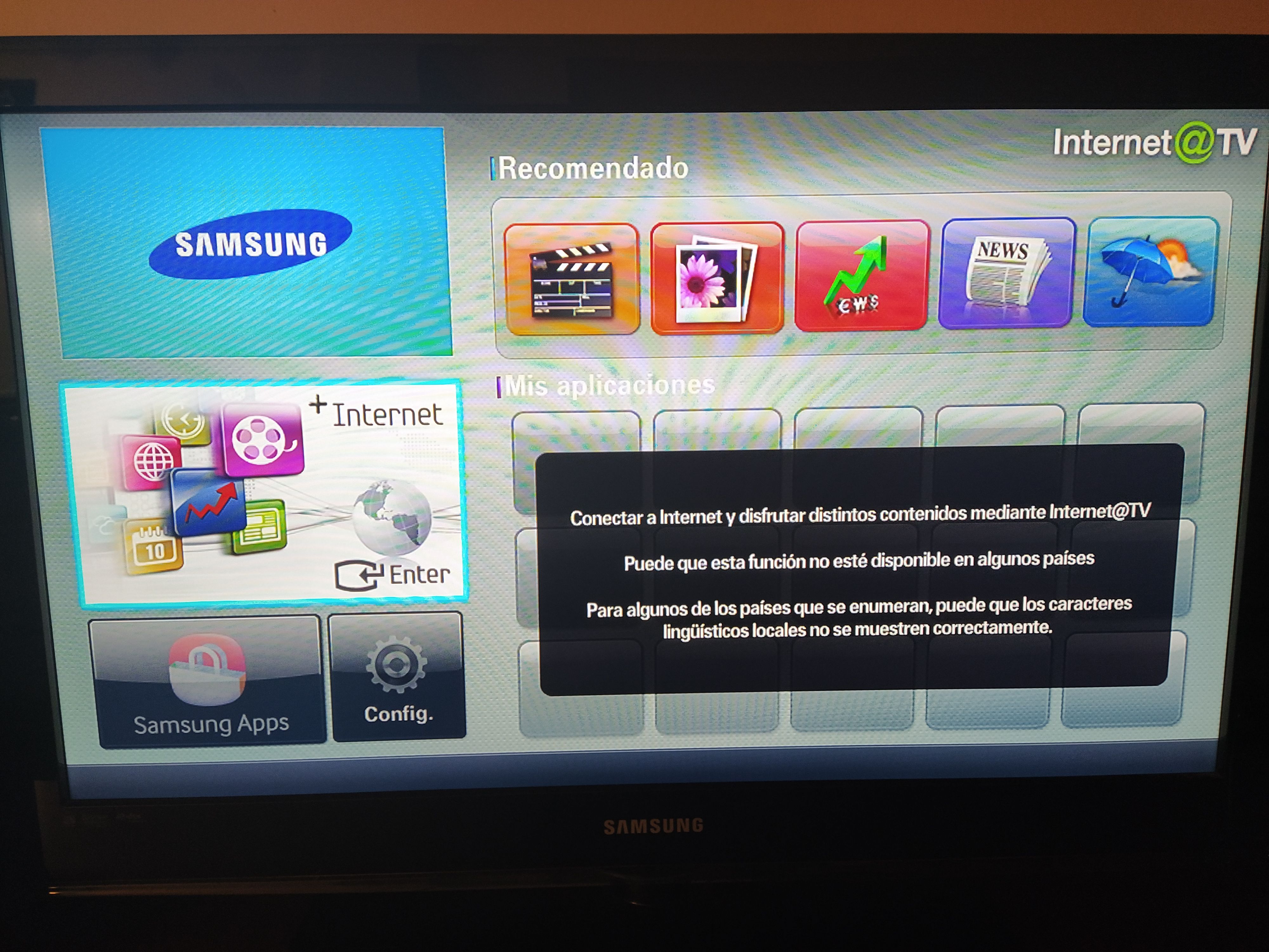 No funciona el menú internet@tv - Samsung Community