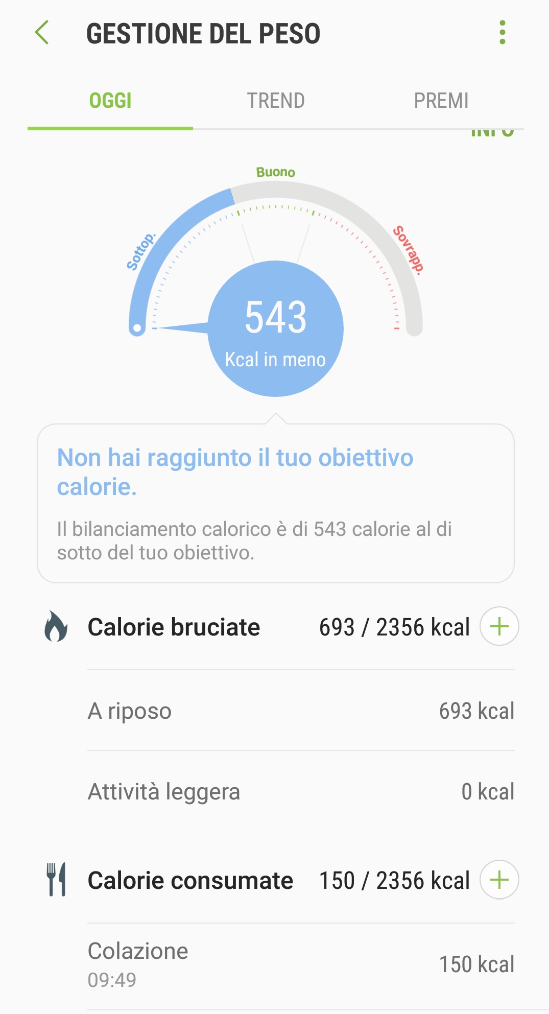 Shealth Calorie Bruciate con allenamento - Samsung Community