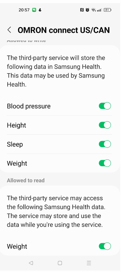 Samsung Health recupera dati parziali provenienti dalla bilancia OMRON VIVA  - Samsung Community