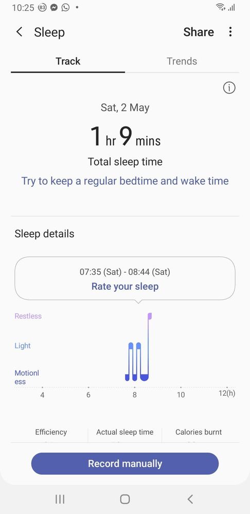 Sleep duration: I promise I was asleep longer than an hour and before 7:35am