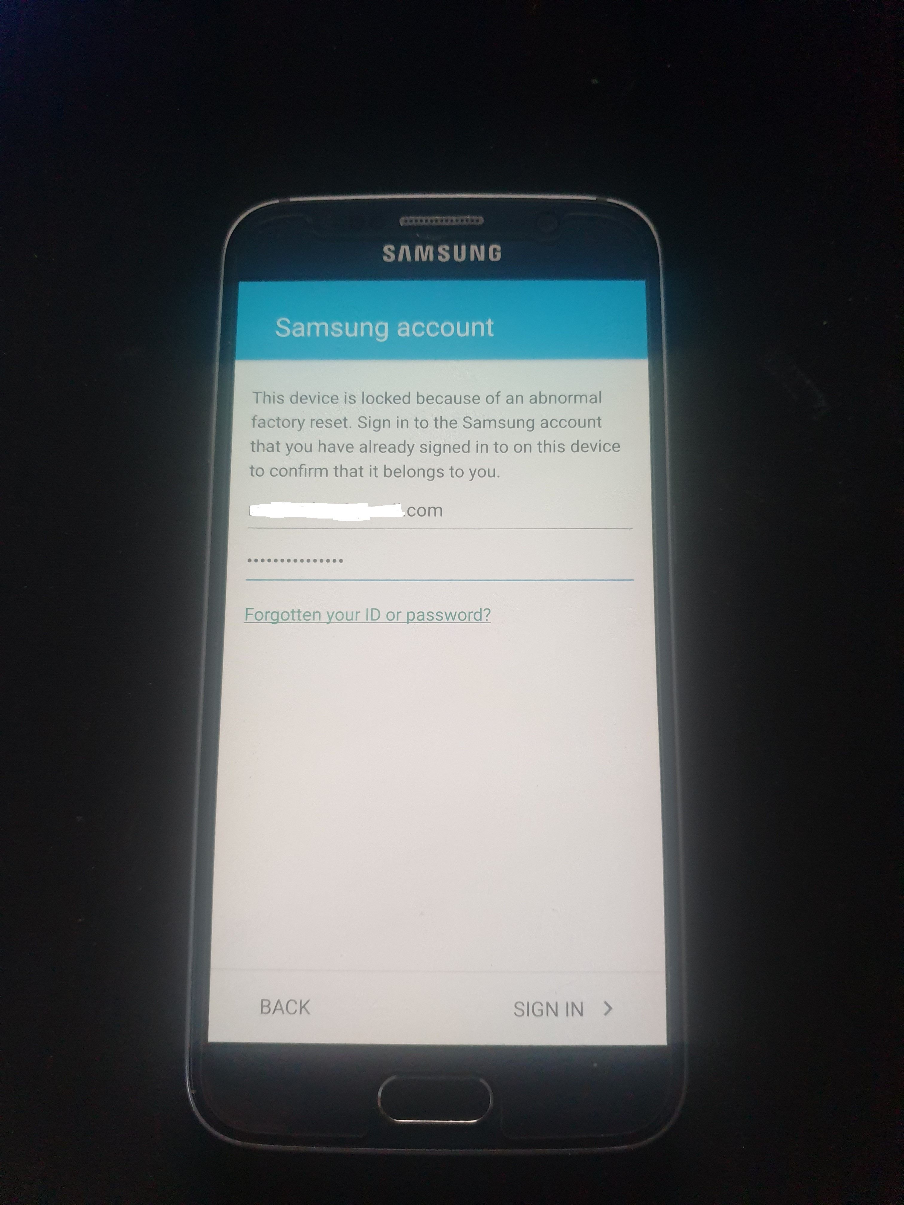 samsung s6 this device is locked because of an abnormal factory reset -  Samsung Community