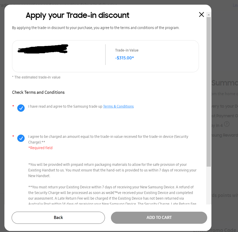 trade in button does not work Samsung Community