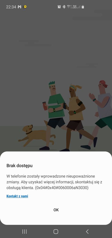 Błąd przy włączaniu aplikacji Samsung Health
