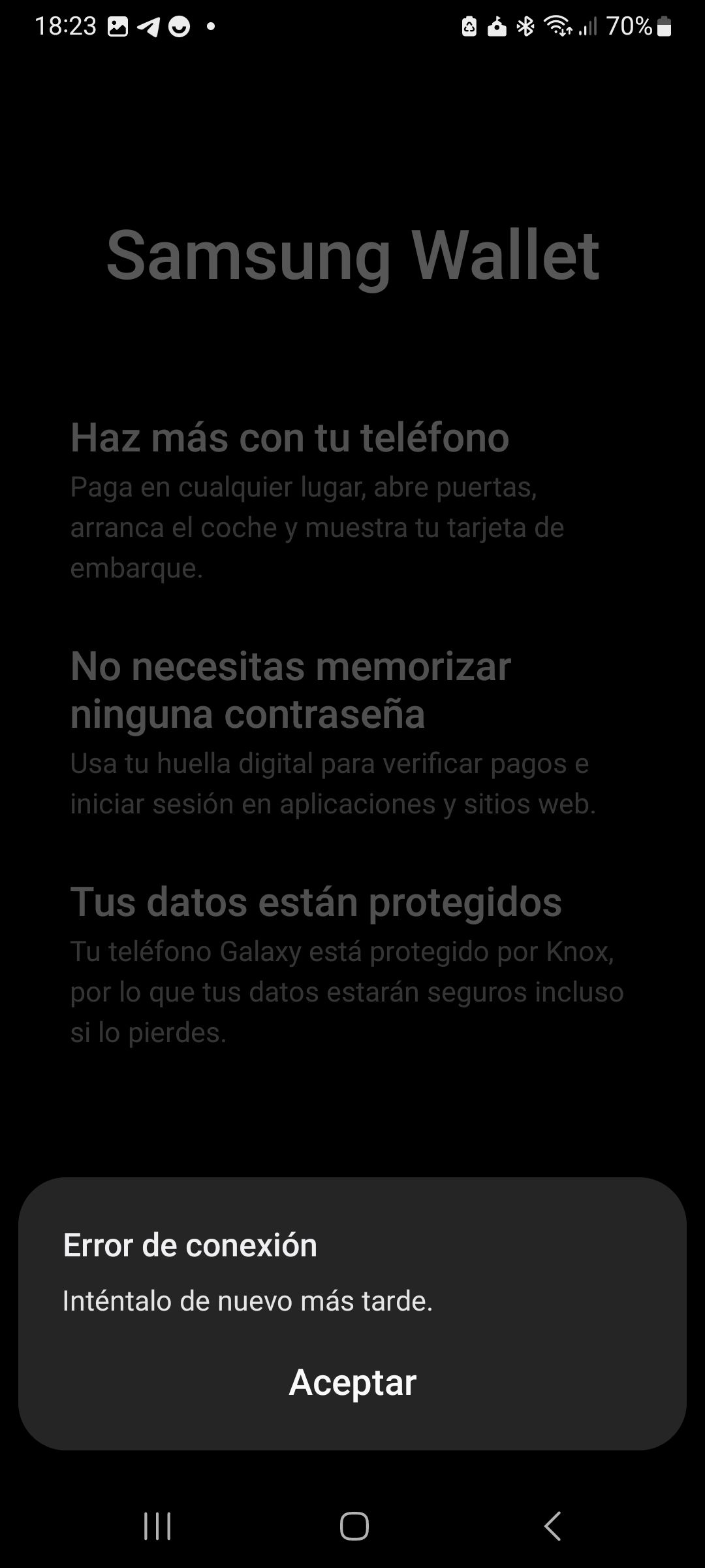 Solucionado: Samsung wallet error de conexion - Samsung Community