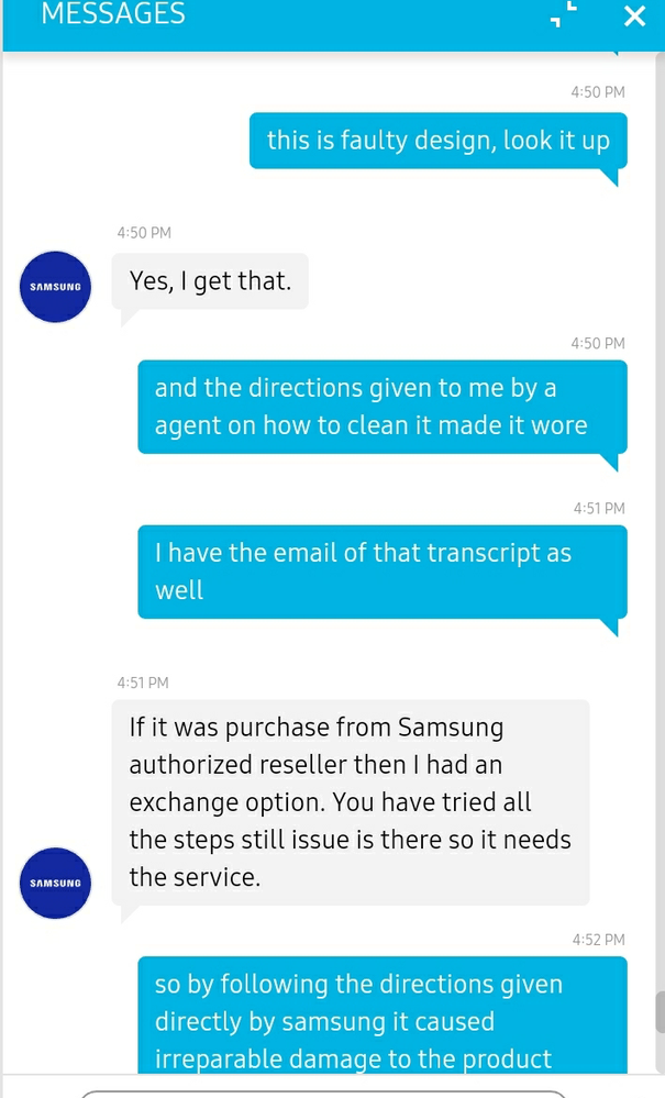 Acknowledges  that the only reason Ssmsung wont help is because of discrimination  of ebay