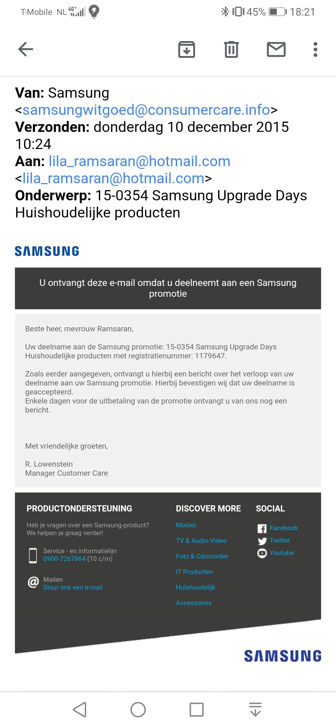 5 jaar garantie wasmachine promotie - Samsung Community