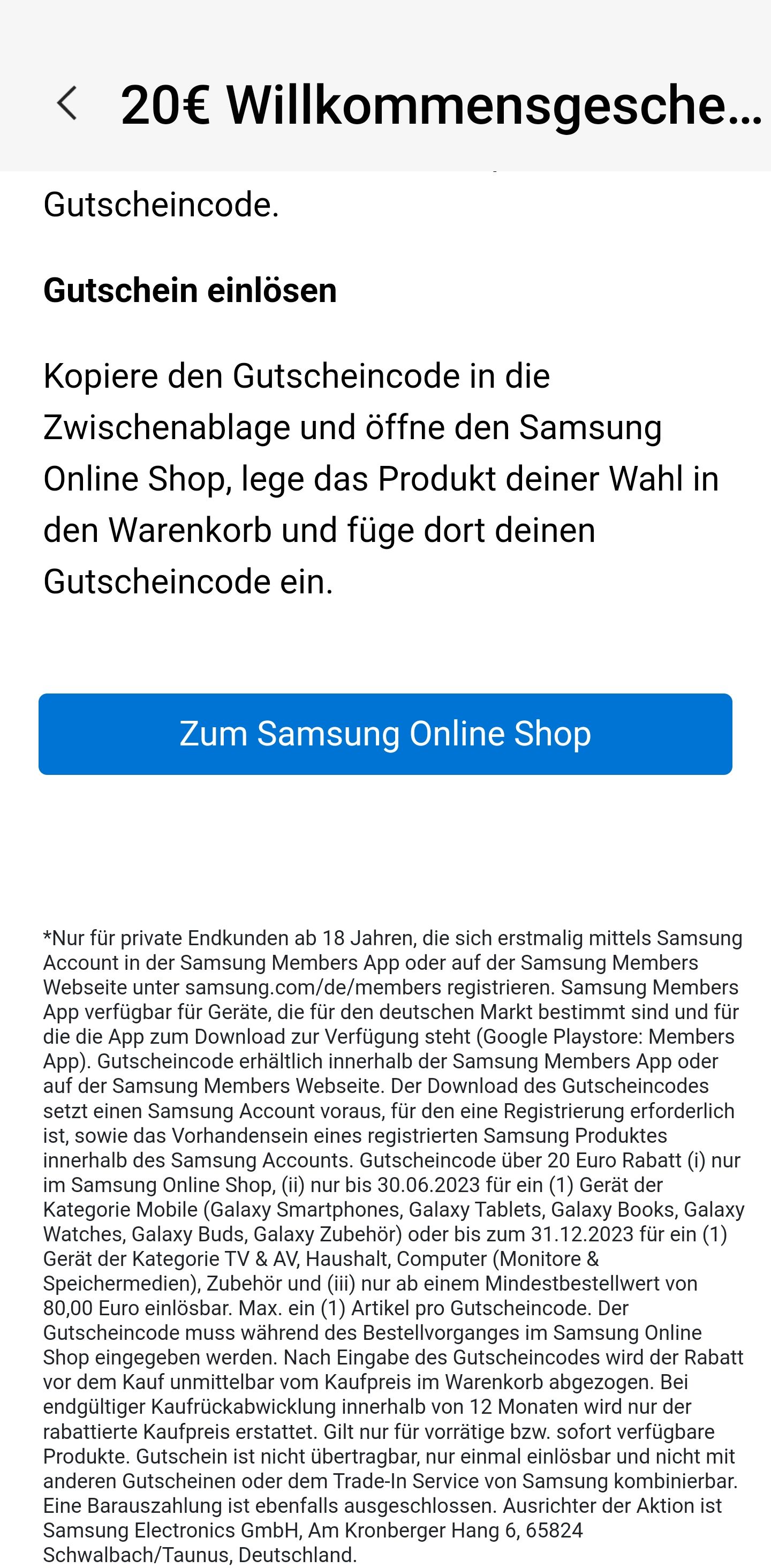 Gelöst: Samsung Rewards Punkte + 20€ Willkommensgeschenk Gutschein -  Samsung Community