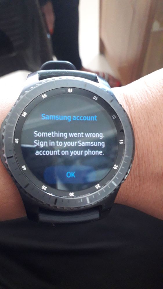 while checking the samsung account on my gear s3 frontier