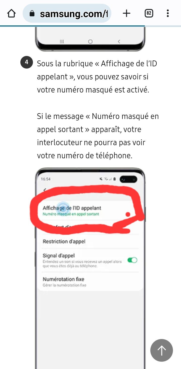 Affichage numéro de mon téléphone lors de mes appels - Samsung Community