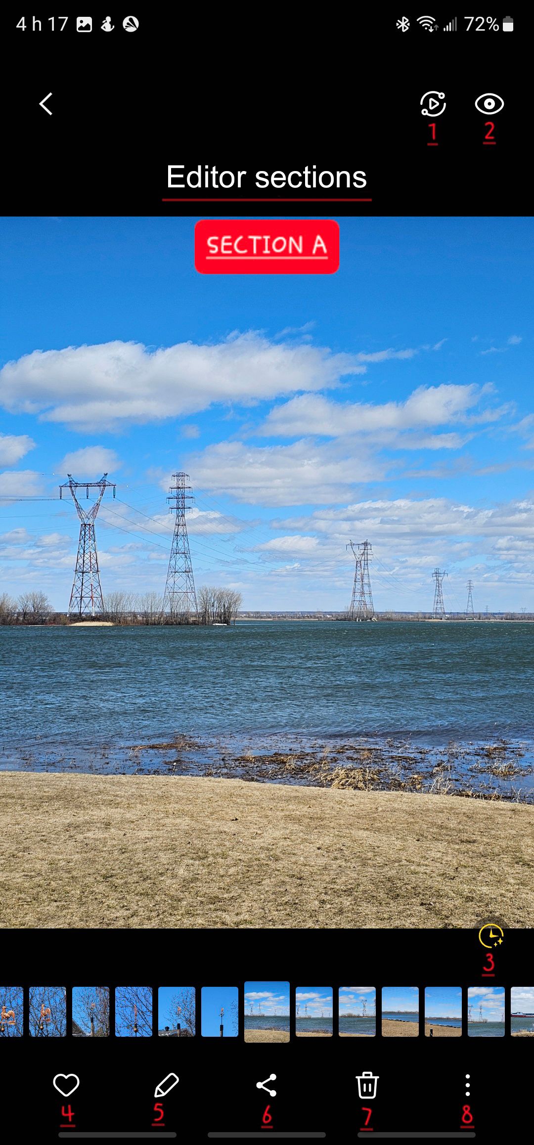 Samsung's editor short manual Section A The different sections part 3