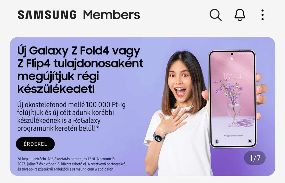 A Samsung Members-ben felbukkanó felhívó kreatív, Fotó: Galaxy Világa
