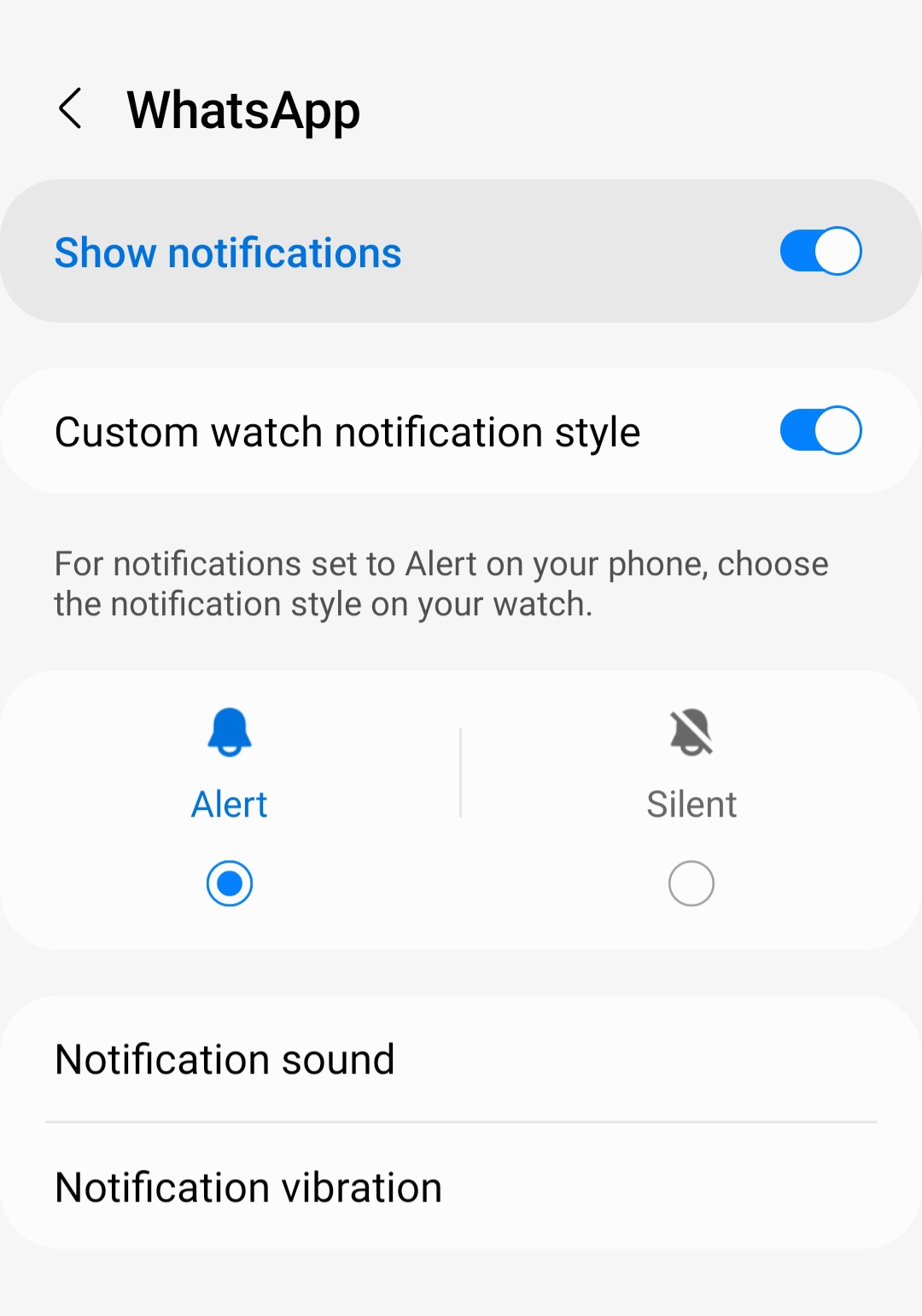 Samsung galaxy store watch whatsapp notification