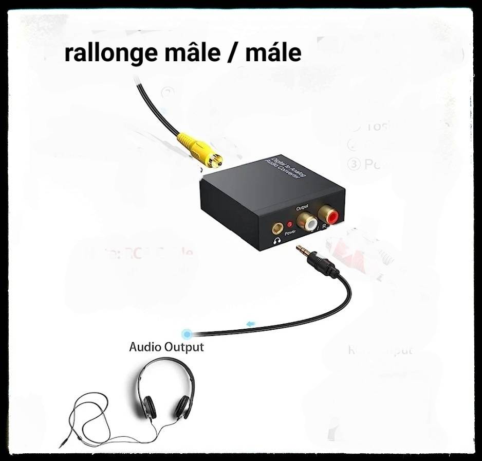 marque generique - 192KHz Numérique à Analogique Audio Converter CAD  Numérique SPDIF Optique à Analogique L/R RCA Convertisseur Toslink Optique  À 3.5mm Jack Adaptateur - Câble antenne - Rue du Commerce