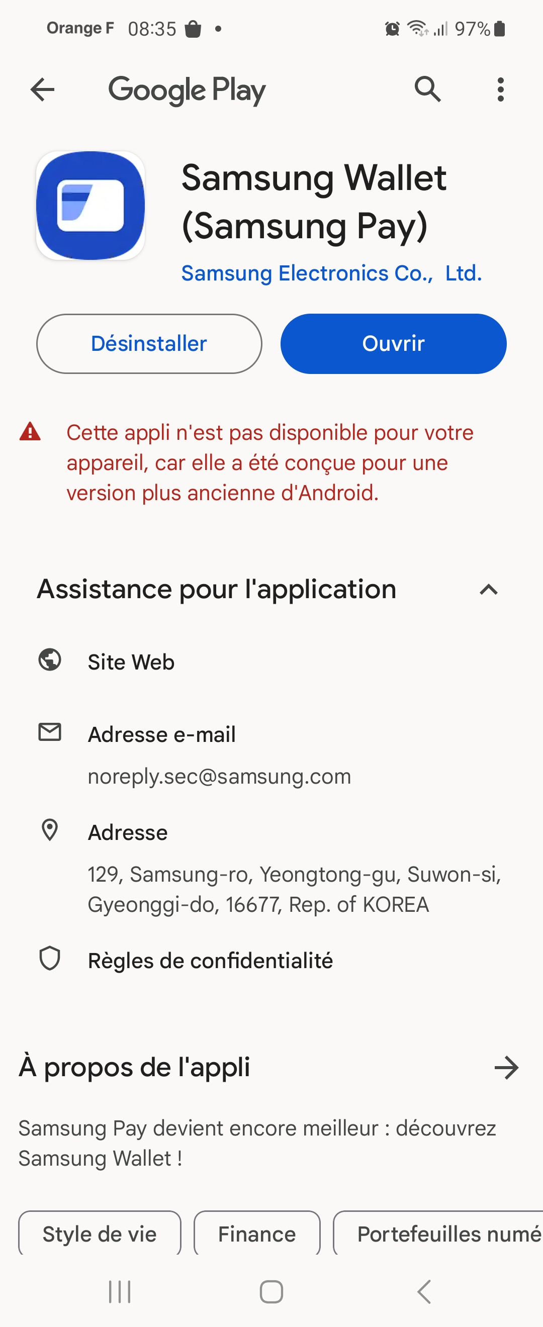 Résolu : [En cours] [Samsung Wallet] Application ne fonctionnant plus /  Samsung A52S - Samsung Community