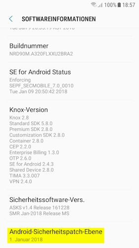 Samsung A3 2017  Security Level Patch