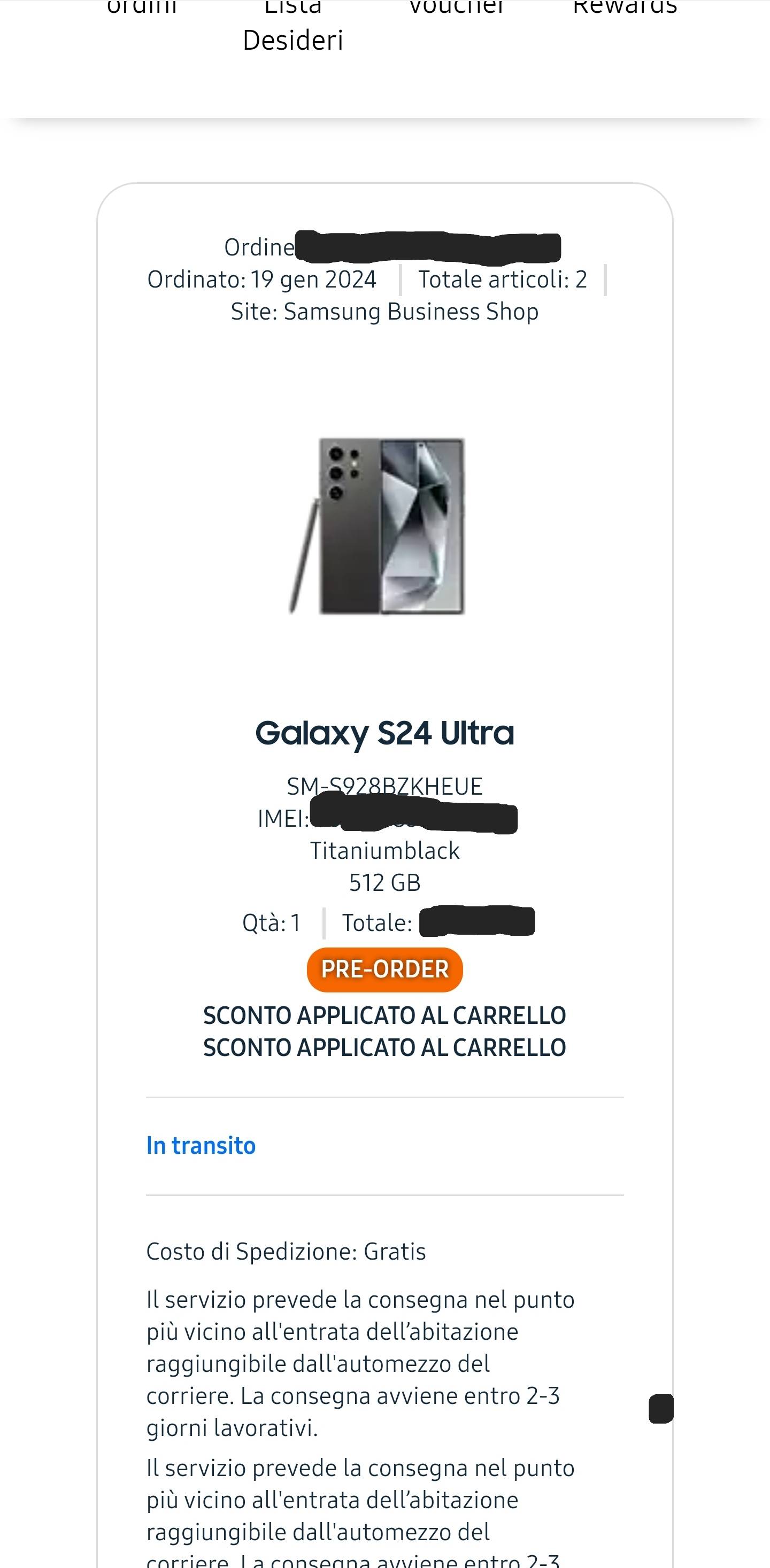 Risolto: Ordini, Spedizioni e Promozioni Galaxy S24 Family - Samsung  Community